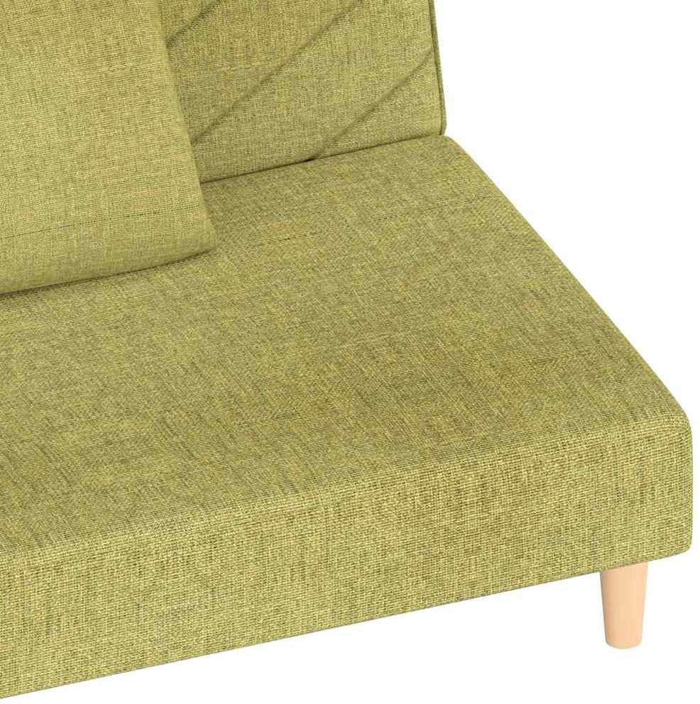 Dvivietė sofa-lova su dvejomis pagalvėmis, žalia, audinys