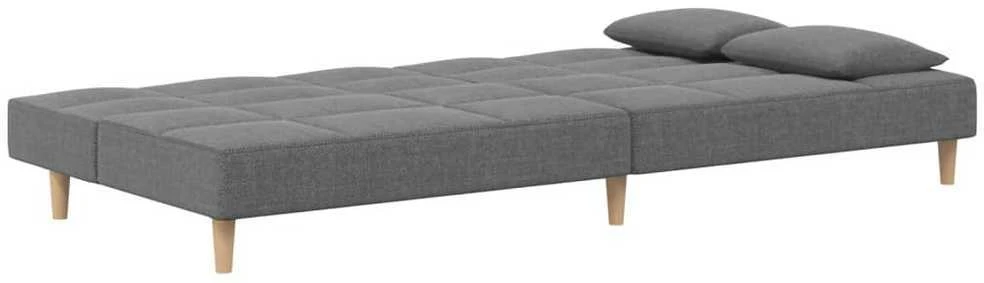 Dvivietė sofa-lova su dvejomis pagalvėmis, pilka, audinys