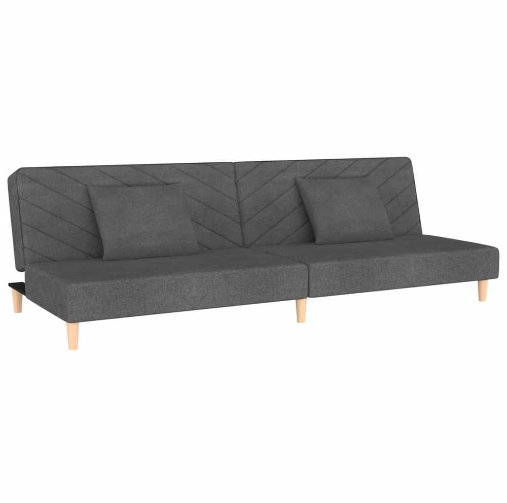 Dvivietė sofa-lova su dvejomis pagalvėmis, pilka, audinys
