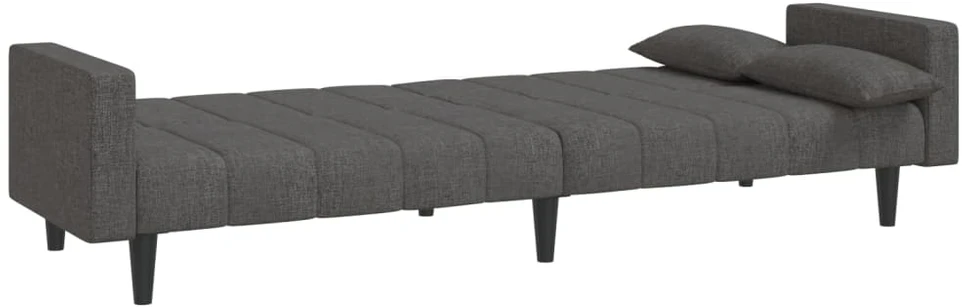 Dvivietė sofa-lova su dvejomis pagalvėmis, pilka, audinys