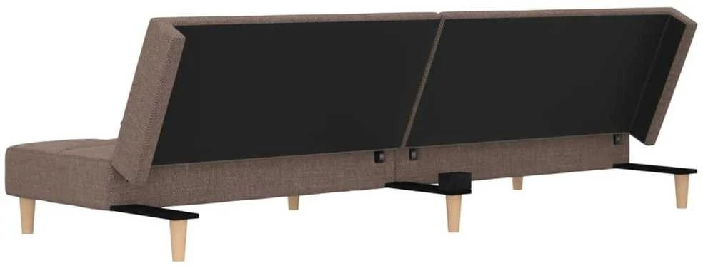Dvivietė sofa-lova su dvejomis pagalvėmis, taupe, audinys