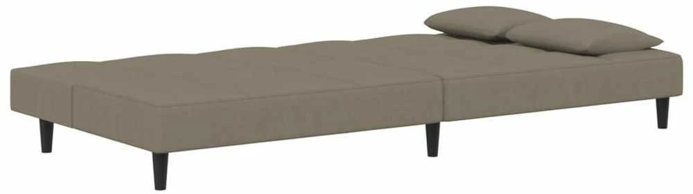 Dvivietė sofa-lova su dvejomis pagalvėmis, pilka, aksomas