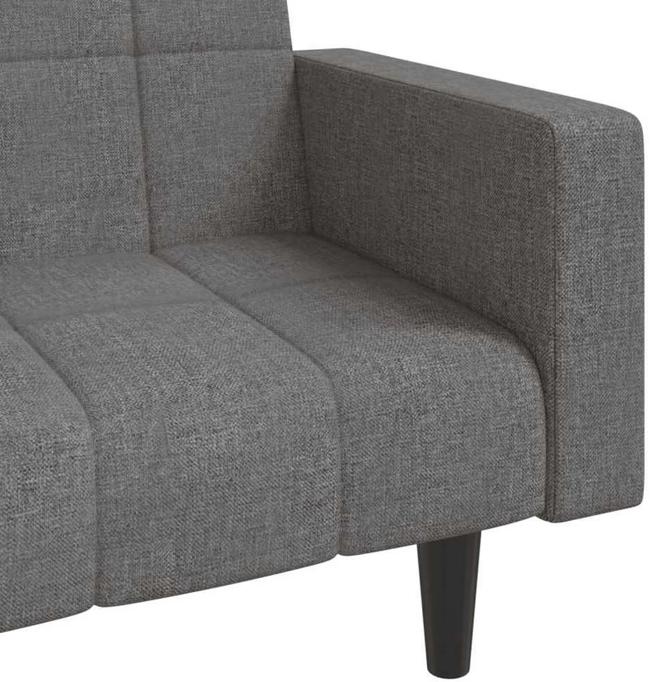 Dvivietė sofa-lova su dvejomis pagalvėmis, pilka, audinys