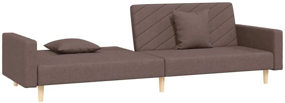 Dvivietė sofa-lova su dvejomis pagalvėmis, taupe, audinys