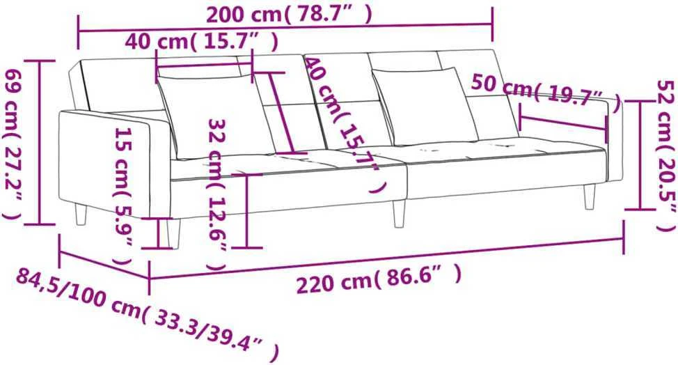 Dvivietė sofa-lova su dvejomis pagalvėmis, geltona, audinys