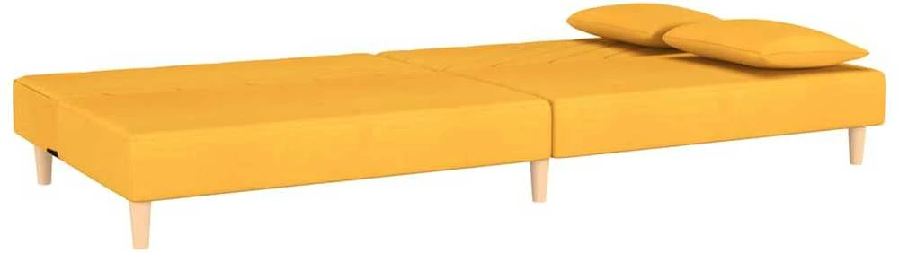 Dvivietė sofa-lova su dvejomis pagalvėmis, geltona, audinys