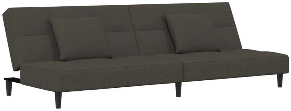 Dvivietė sofa-lova su dvejomis pagalvėmis, pilka, aksomas