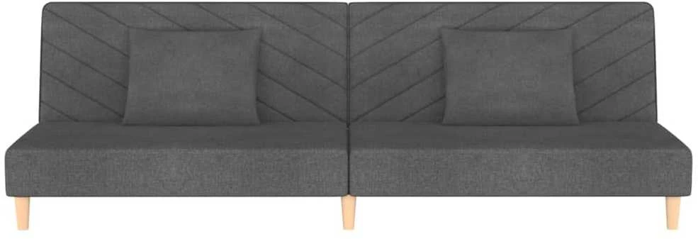 Dvivietė sofa-lova su dvejomis pagalvėmis, pilka, audinys