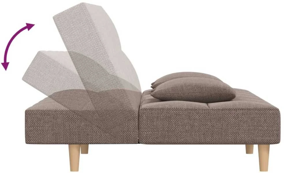 Dvivietė sofa-lova su dvejomis pagalvėmis, taupe, audinys
