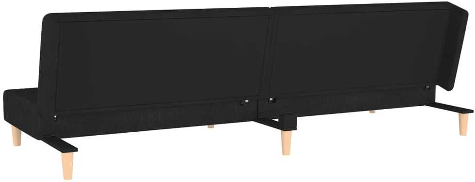 Dvivietė sofa-lova su dvejomis pagalvėmis, juoda, audinys