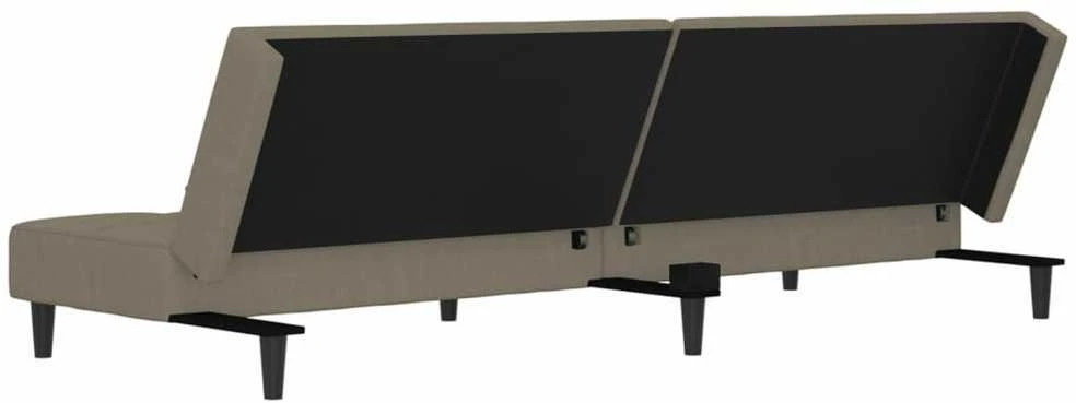 Dvivietė sofa-lova su dvejomis pagalvėmis, pilka, aksomas