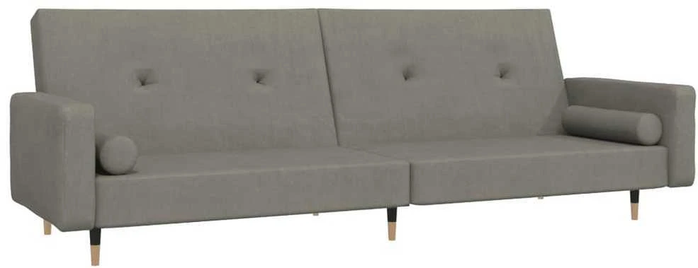 Dvivietė sofa-lova su dvejomis pagalvėmis, pilka, aksomas