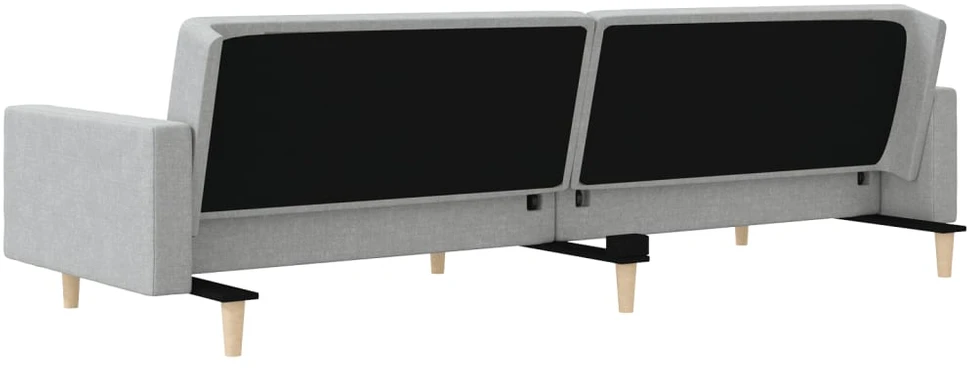 Dvivietė sofa-lova su dvejomis pagalvėmis, pilka, audinys
