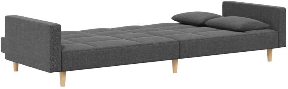 Dvivietė sofa-lova su dvejomis pagalvėmis, pilka, audinys