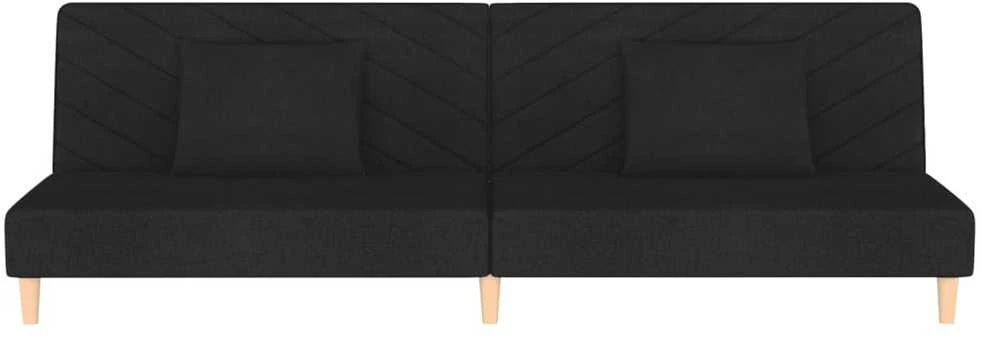 Dvivietė sofa-lova su dvejomis pagalvėmis, juoda, audinys