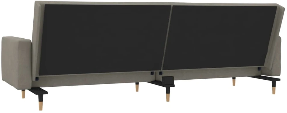 Dvivietė sofa-lova su dvejomis pagalvėmis, pilka, aksomas