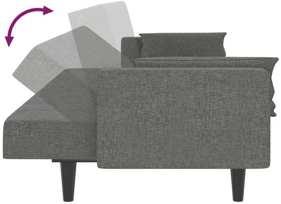 Dvivietė sofa-lova su dvejomis pagalvėmis, pilka, audinys