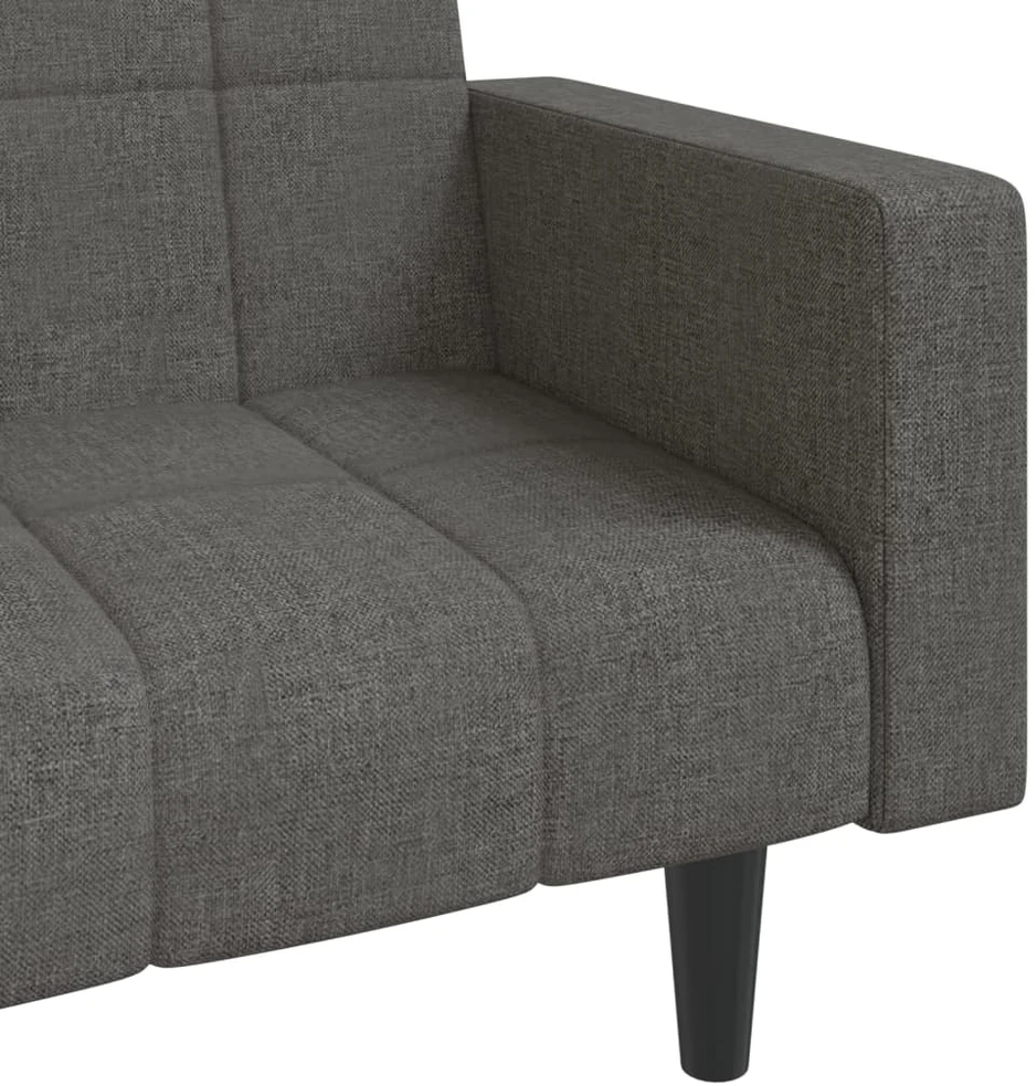 Dvivietė sofa-lova su dvejomis pagalvėmis, pilka, audinys