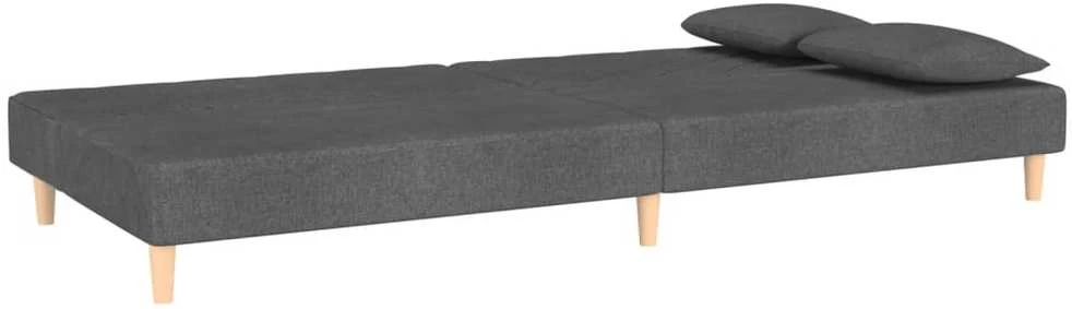 Dvivietė sofa-lova su dvejomis pagalvėmis, pilka, audinys