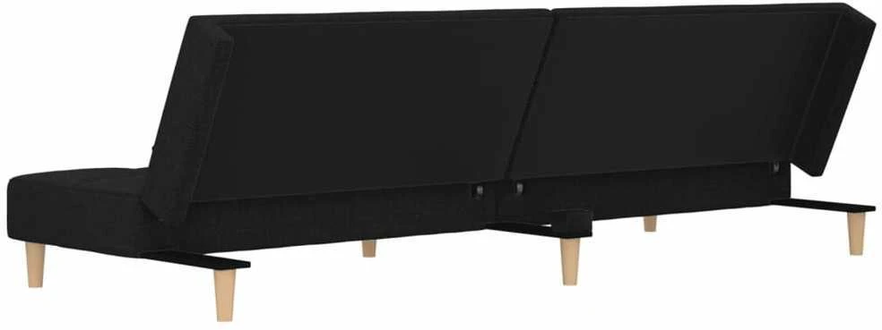 Dvivietė sofa-lova su dvejomis pagalvėmis, juoda, audinys