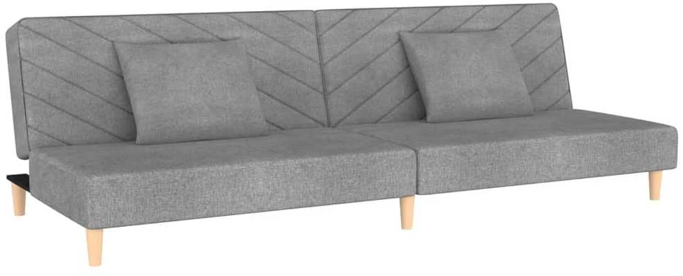 Dvivietė sofa-lova su dvejomis pagalvėmis, pilka, audinys