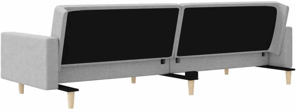 Dvivietė sofa-lova su dvejomis pagalvėmis, pilka, audinys