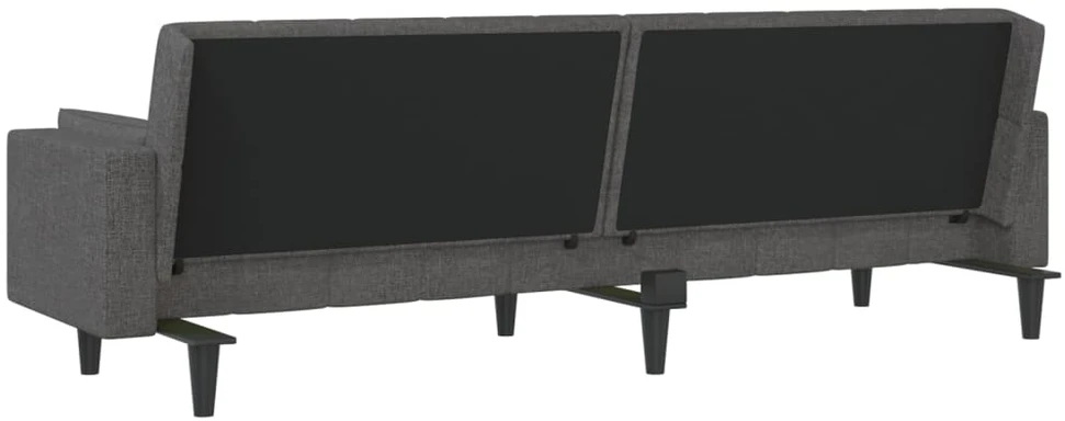 Dvivietė sofa-lova su dvejomis pagalvėmis, pilka, audinys