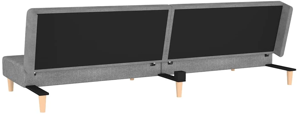Dvivietė sofa-lova su dvejomis pagalvėmis, pilka, audinys