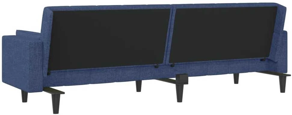 Dvivietė sofa-lova su dvejomis pagalvėmis, mėlyna, audinys