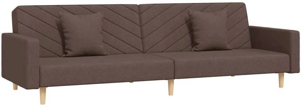 Dvivietė sofa-lova su dvejomis pagalvėmis, taupe, audinys