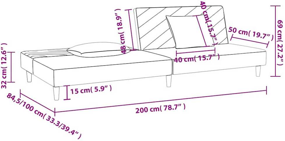 Dvivietė sofa-lova su dvejomis pagalvėmis, žalia, audinys