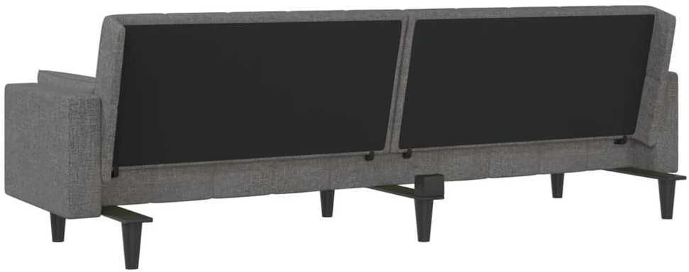 Dvivietė sofa-lova su dvejomis pagalvėmis, pilka, audinys