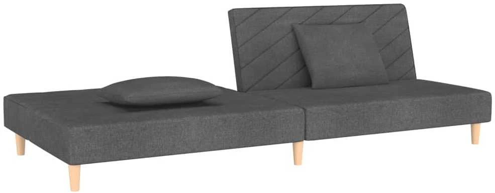 Dvivietė sofa-lova su dvejomis pagalvėmis, pilka, audinys