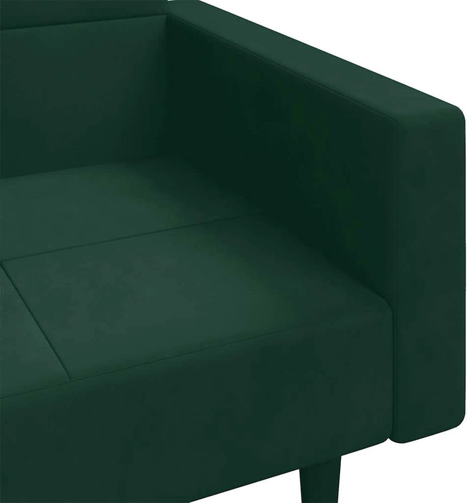 Dvivietė sofa-lova su dvejomis pagalvėmis, žalia, aksomas