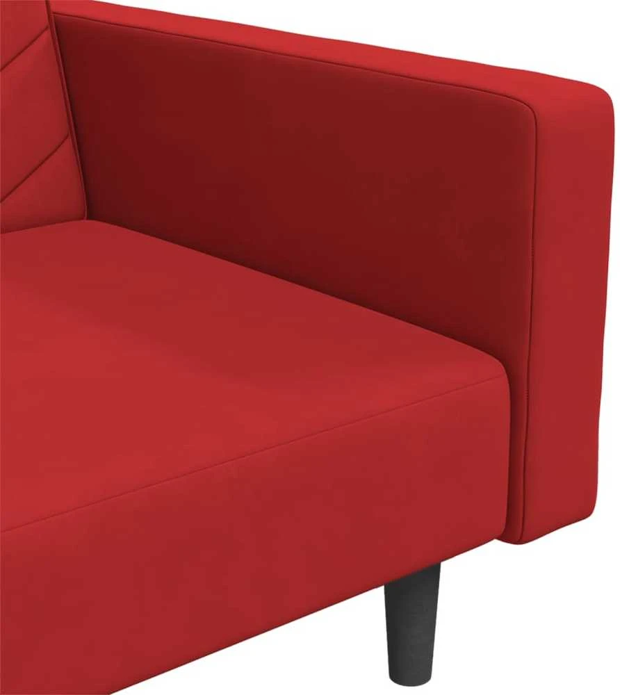 Dvivietė sofa-lova su dvejomis pagalvėmis, vyno, aksomas