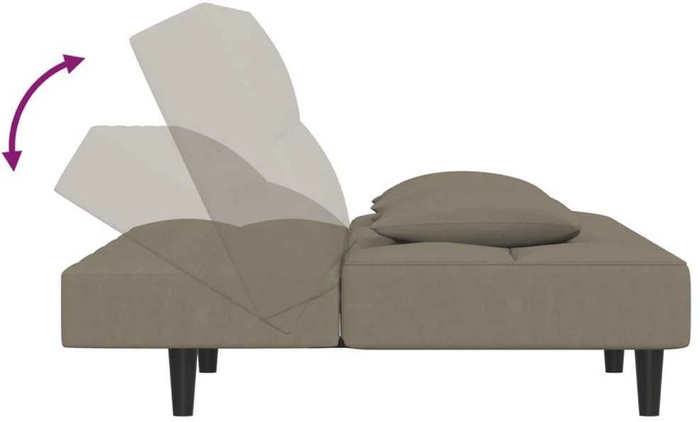 Dvivietė sofa-lova su dvejomis pagalvėmis, pilka, aksomas