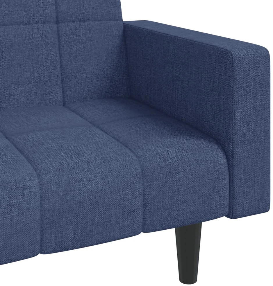 Dvivietė sofa-lova su dvejomis pagalvėmis, mėlyna, audinys