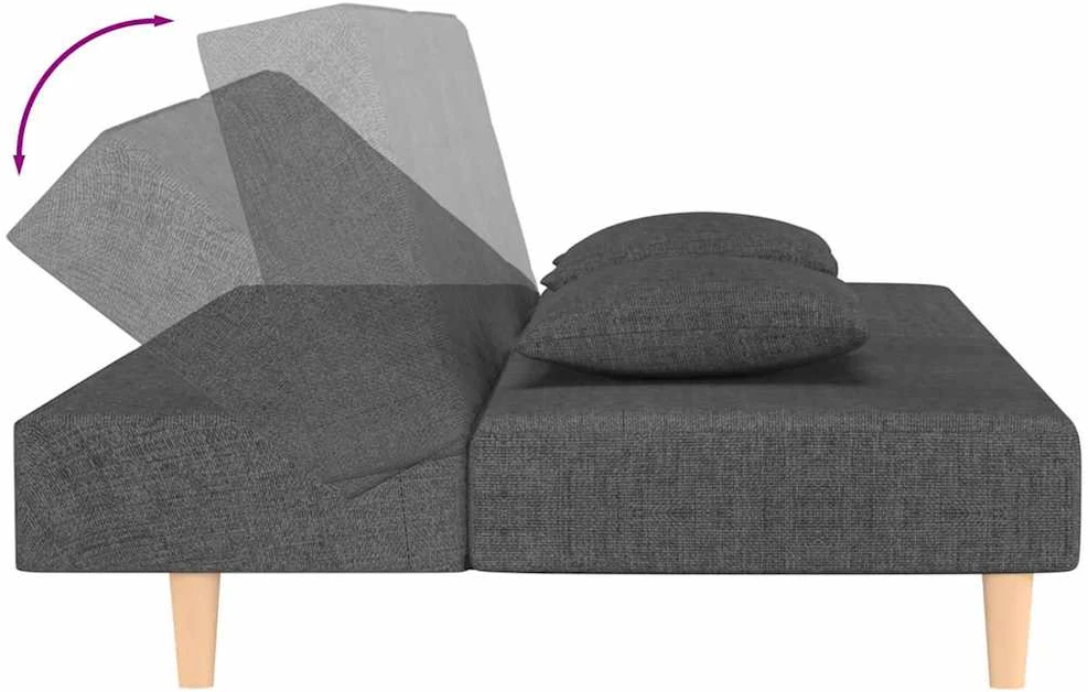 Dvivietė sofa-lova su dvejomis pagalvėmis, pilka, audinys