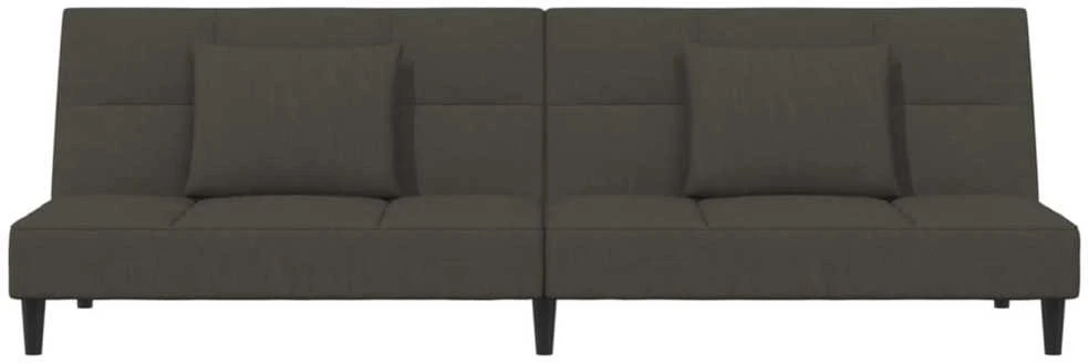 Dvivietė sofa-lova su dvejomis pagalvėmis, pilka, aksomas