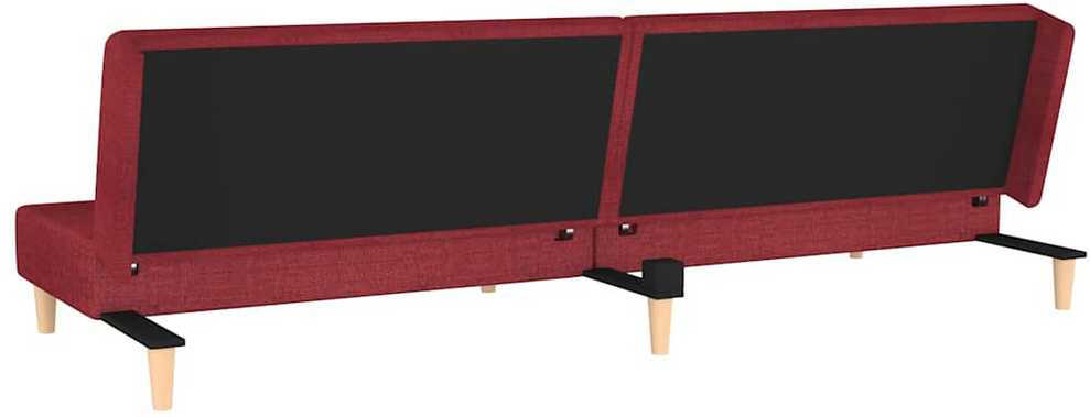 Dvivietė sofa-lova su dvejomis pagalvėmis, vyno, audinys