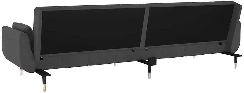 Dvivietė sofa-lova su dvejomis pagalvėmis, pilka, aksomas