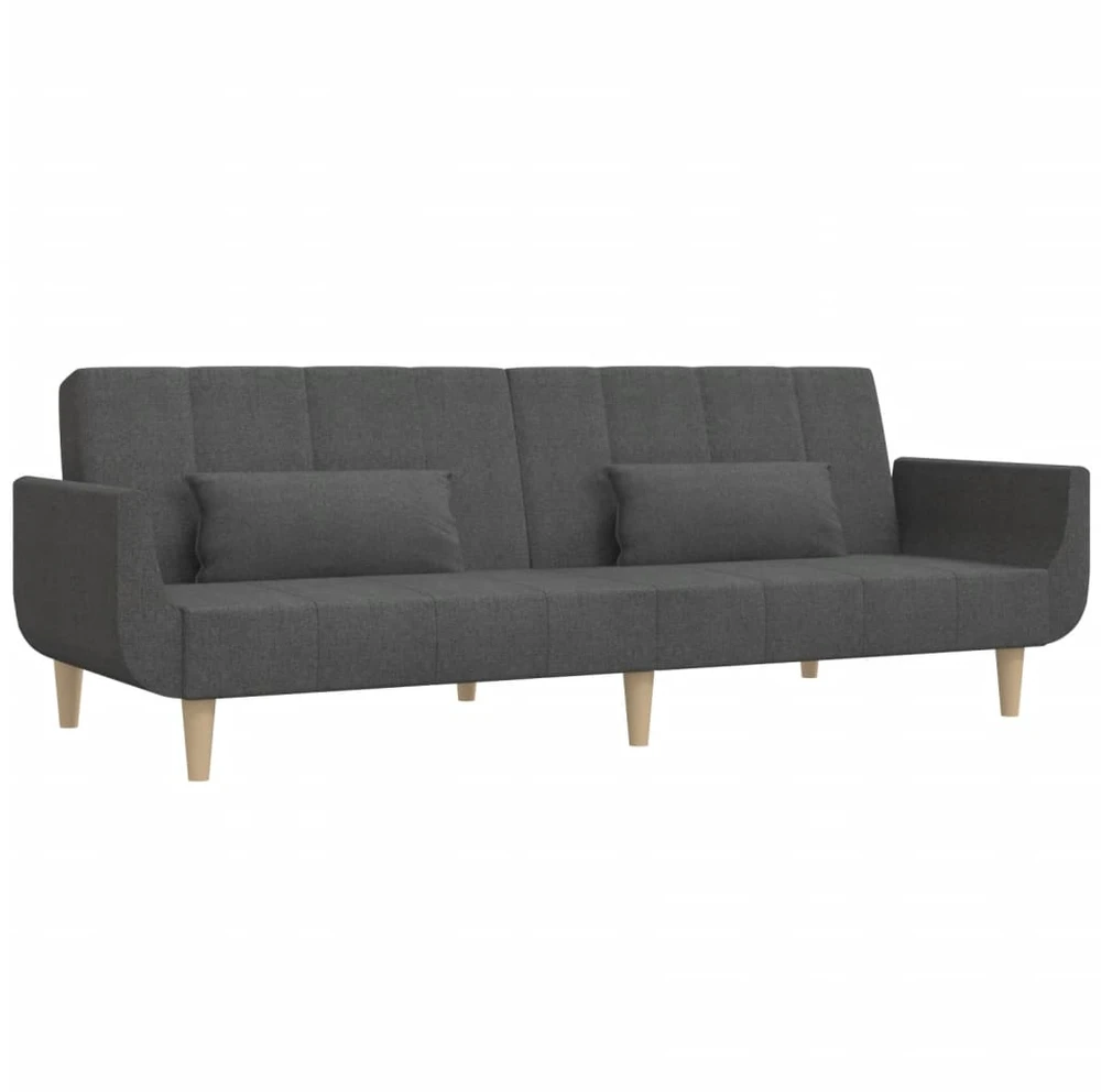 Dvivietė sofa-lova su dvejomis pagalvėmis, pilka, audinys