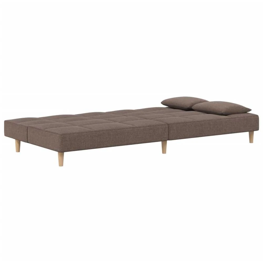 Dvivietė sofa-lova su dvejomis pagalvėmis, taupe, audinys