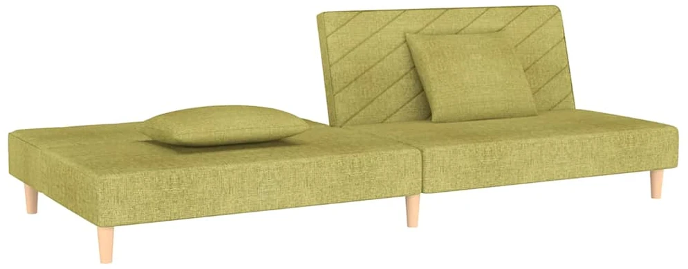 Dvivietė sofa-lova su dvejomis pagalvėmis, žalia, audinys