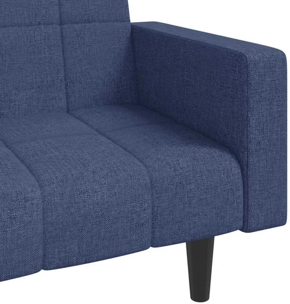 Dvivietė sofa-lova su dvejomis pagalvėmis, mėlyna, audinys