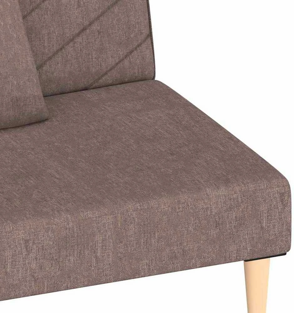 Dvivietė sofa-lova su dvejomis pagalvėmis, taupe, audinys