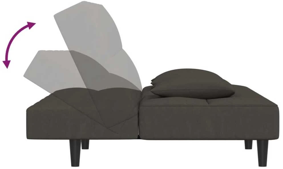 Dvivietė sofa-lova su dvejomis pagalvėmis, pilka, aksomas