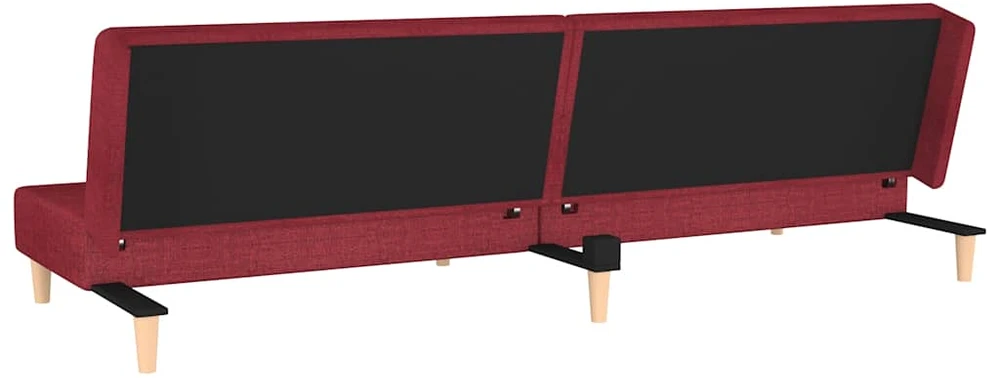 Dvivietė sofa-lova su dvejomis pagalvėmis, vyno, audinys