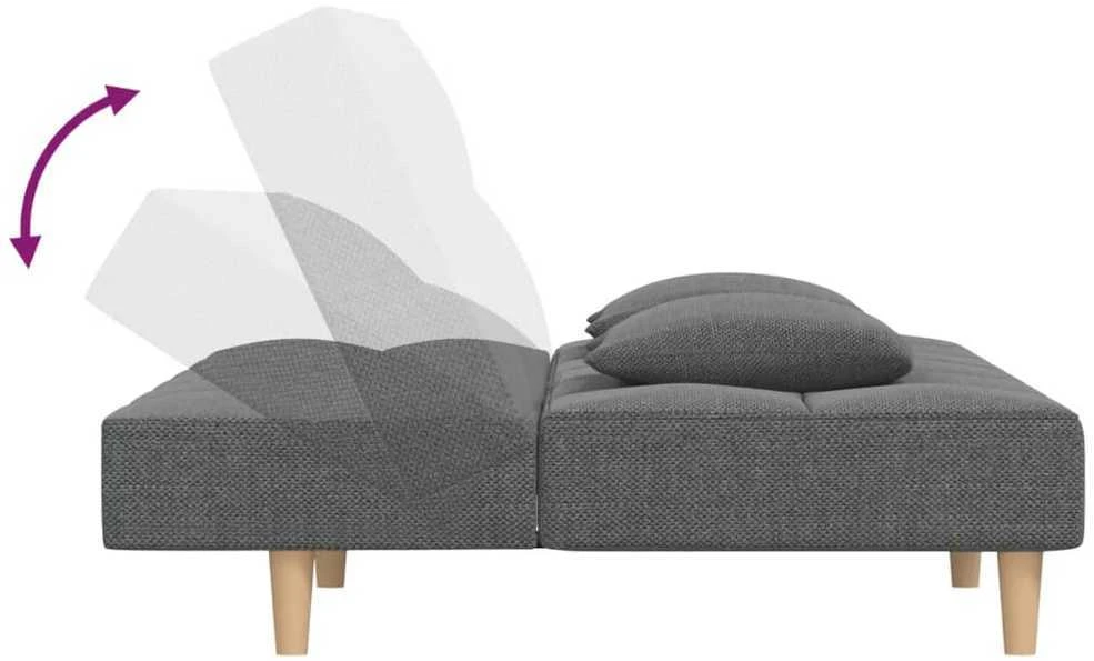 Dvivietė sofa-lova su dvejomis pagalvėmis, pilka, audinys
