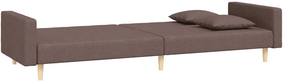 Dvivietė sofa-lova su dvejomis pagalvėmis, taupe, audinys